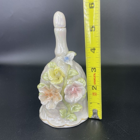 Bell Porcelain Dinner 3D Sculpted Iridescent Spring Floral Gold Trim 6"  Vintage - Picture 8 of 10